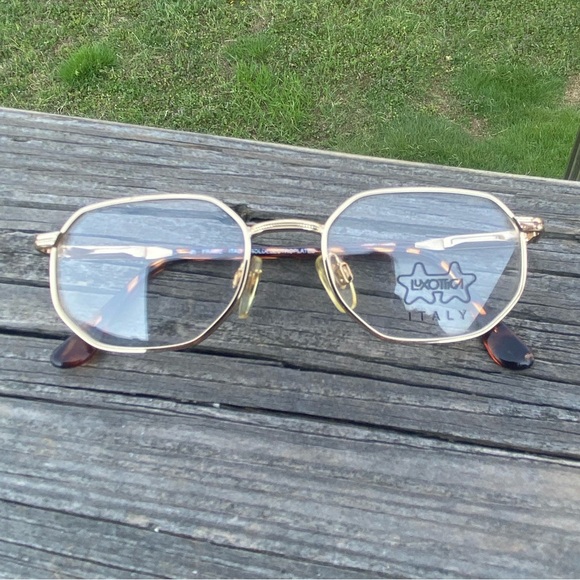 luxottica Accessories - Luxottica frames Italy Gold electroplated Octagonal Metal Glasses 46[]17 125